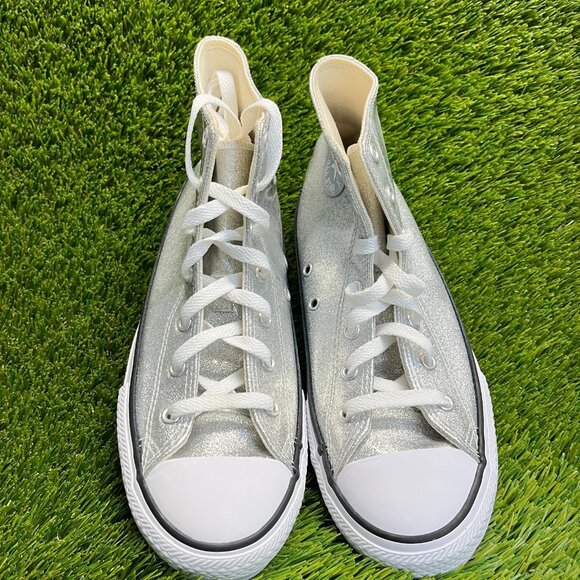 Converse Chuck Taylor All Star High Boys Size 6Y Silver Athletic Shoes Sneakers - Picture 5 of 10